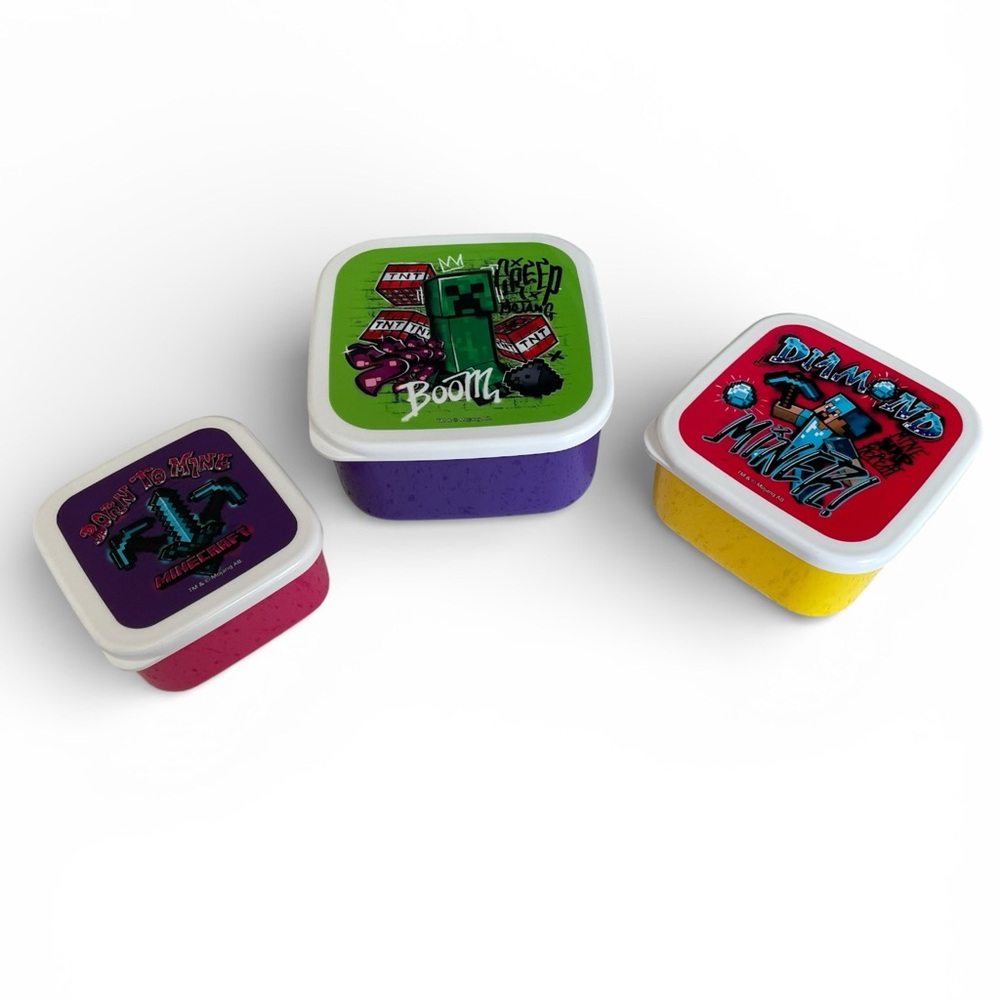 Minecraft Food Containers Lunch Storage Kids Bento Made in Japan‎ Nesting Food 3